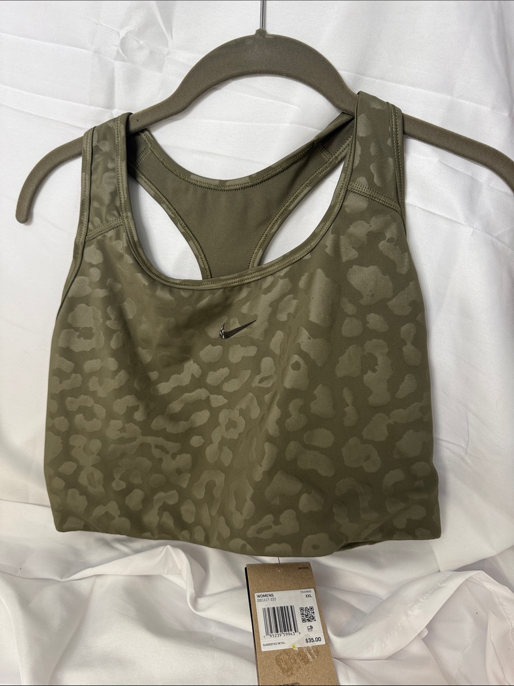 Nike Women's Camouflage Racerback Sports Bras - Black & Olive